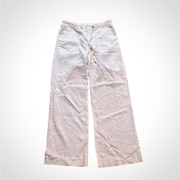 Lilly Pulitzer Pants - Lilly Pulitzer Palm Beach Fit White Linen Cropped Pants Womens 4